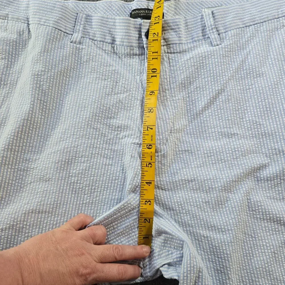 Banana Republic Shorts Mens Size 40 Blue Striped Seersucker Aiden Preppy Beachy